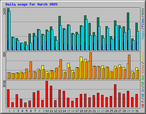 Daily usage for March 2025